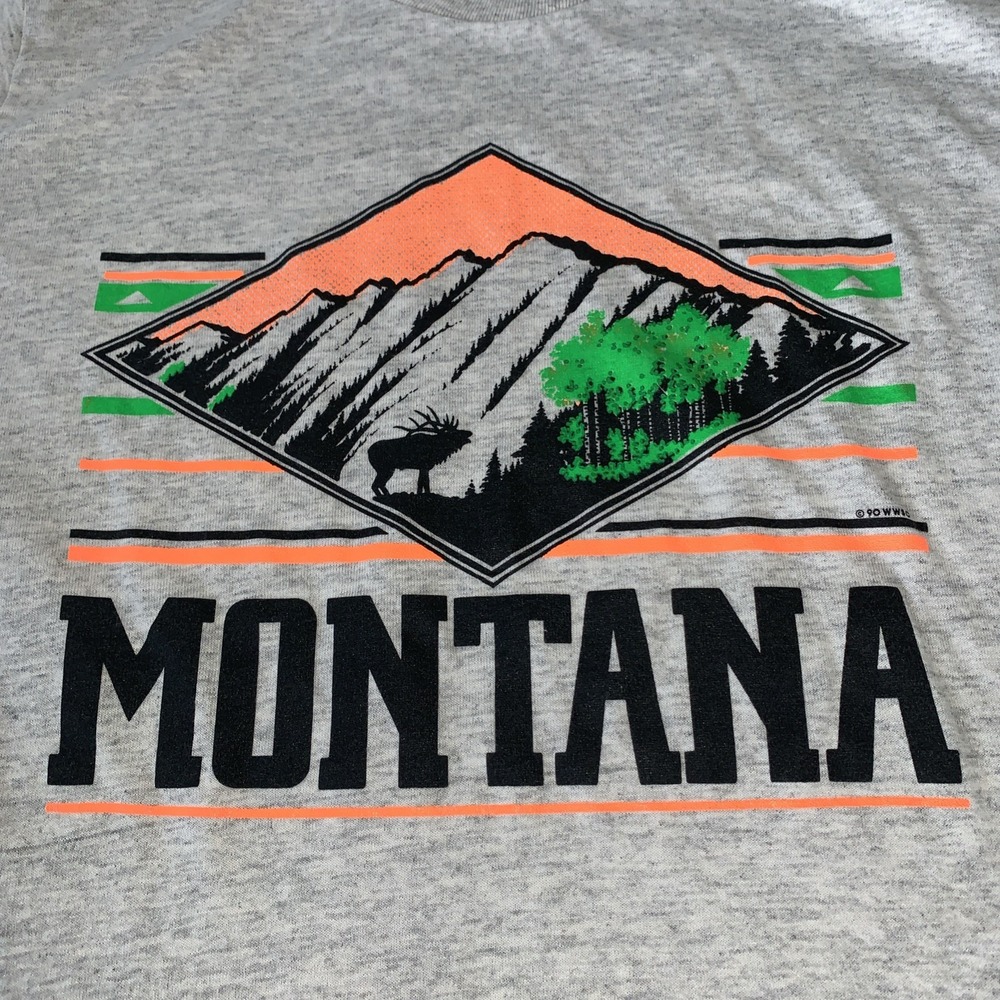 Vintage MONTANA T-Shirt Nature Travel 1990 Single Stitch Men's XL Elk Jerzees US